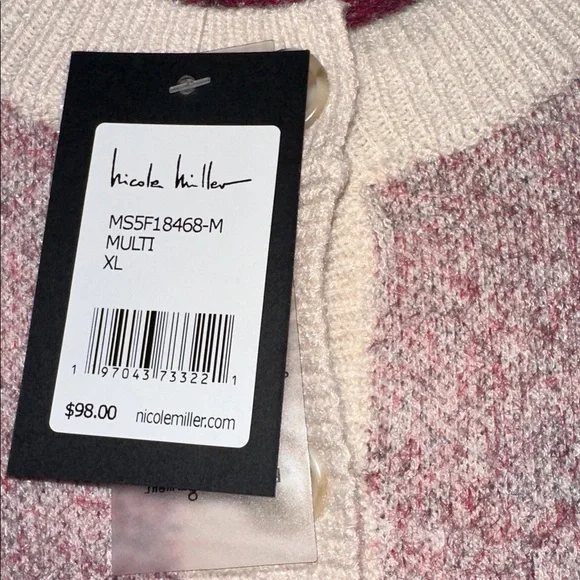 NWT Nicole Miller Women's Pink Floral Sweater Cardigan XL exclusive on decor - Picture 7 of 7